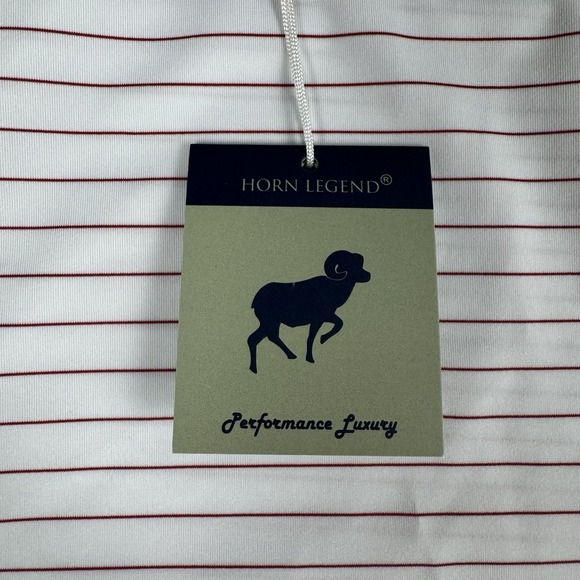 Horn Legend HL Sport Size L White Crimson Striped Polo New NWT Preppy Soft Clean - Picture 4 of 12